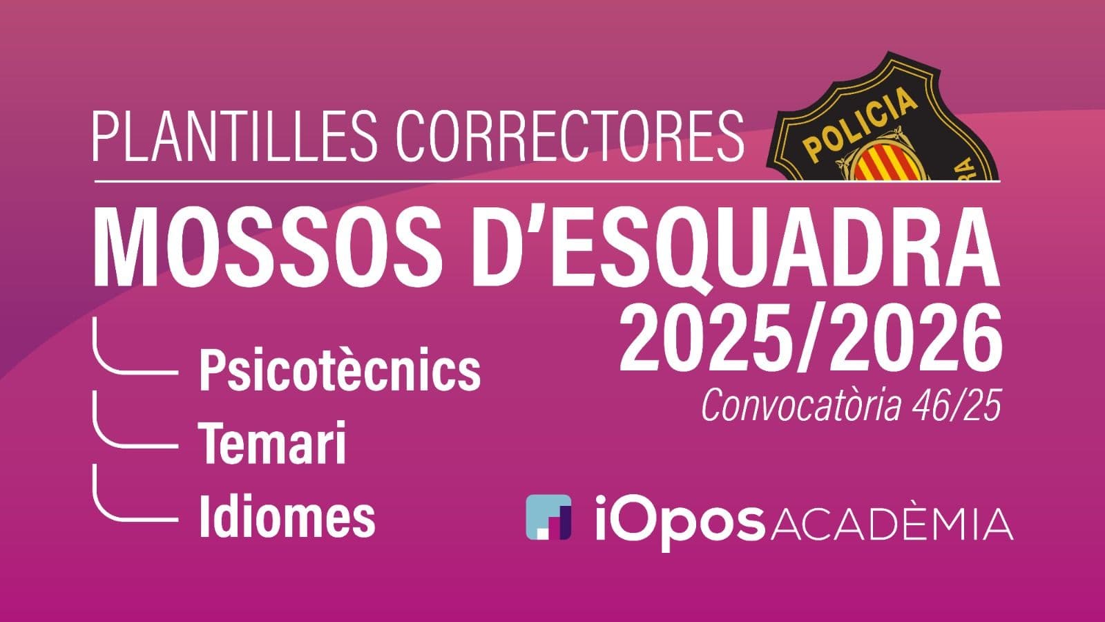 Plantillas DEFINITIVAS examen Mossos noviembre 2025